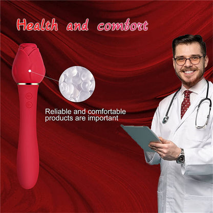 2 In 1 Rose Shaped Vibrating Clitoral Suction Toy