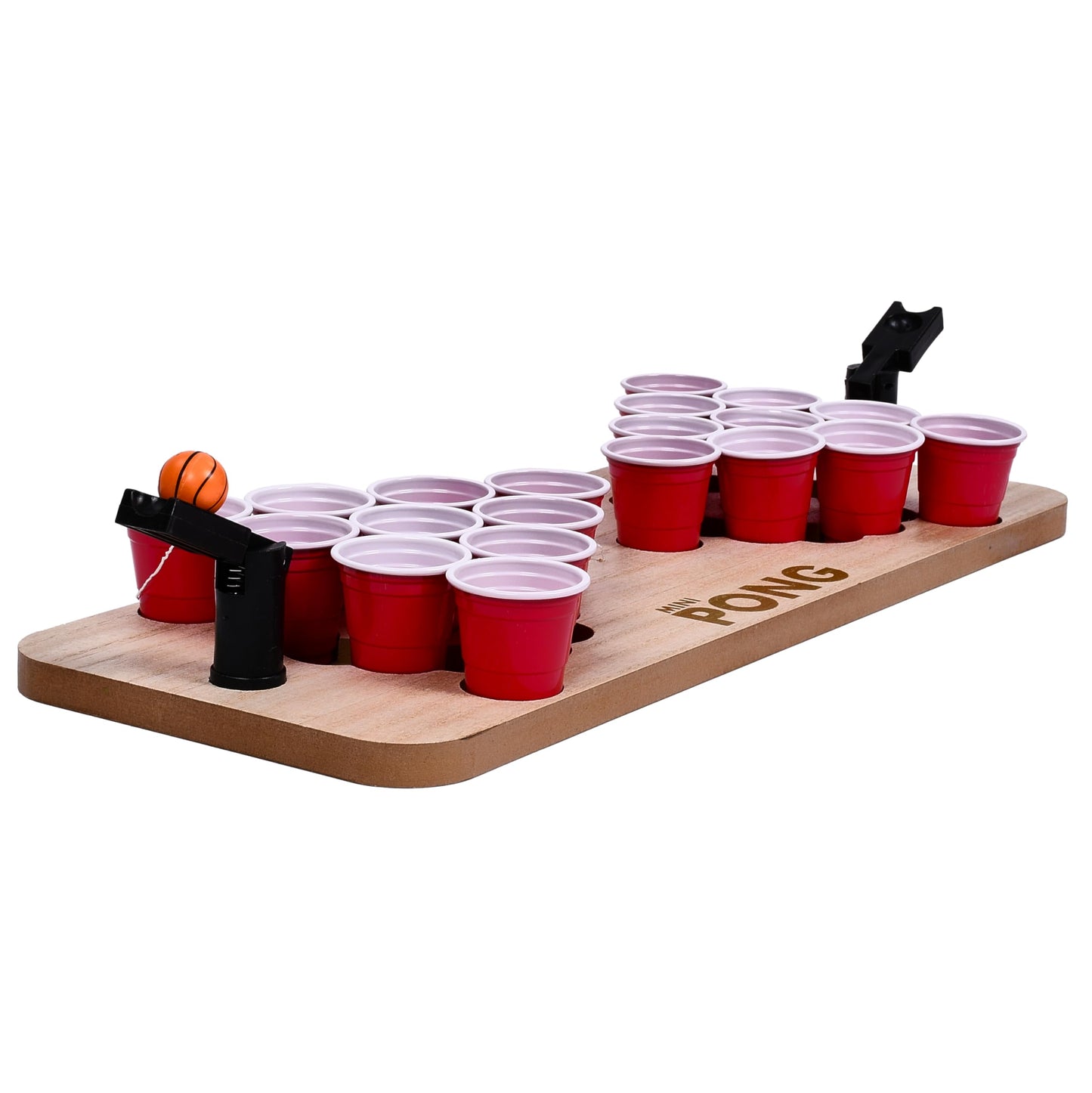 MEANT2TOBE MeantToBe Mini Beer Pong Table Set of 29 - Drinking Games for Party - Includes 25 Shot Cups 2 Plastic Shooters 1 Ball and 1 Solid Wooden Board - Party Game for Beach and Pool